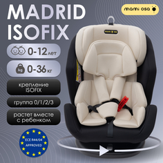 Автокресло MamiOsa Madrid ISOFIX черный бежевый гр 0+ I II III вес до 36 кг