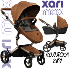 Коляска 2в1 Mima Xari Max Camel с матрасиками Ash BrownПепельно-коричневый на шасси шамп