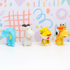 Набор игрушек пищалок для ванны UzToy Животные, резиновые, 4 шт, 10 см