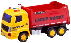 Машинка Abtoys 1:18 Самосвал, инерционная желтый/красный, со звуковыми и световыми э