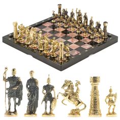 Шахматы Уральский сувенир из бронзы Римские доска 36х36 см камень креноид