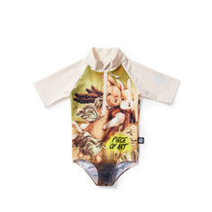 Купальник слитный детский Happy Baby 50657, зеленый; бежевый, 80