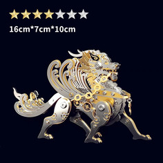 Конструктор 3D металлический Пиксиу - крылатый лев GOLD Plus Cyberpunk DIY 78 шт Motionlamps