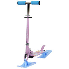 Самокат-снегокат зимний Snow Cat 2в1 розовый