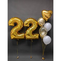 Набор шаров с гелием №359 с цифрами 22, 5 шт No Brand