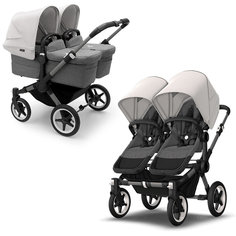 Коляска для двойни 2в1 Bugaboo Donkey 5 Twin Graphite, цвет Grey Melange / Misty White