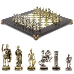 Шахматы Уральский сувенир настольные Римские воины 28х28 см из камень змеевик