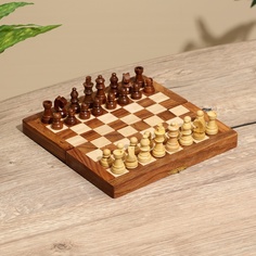 Игра настольная 2в1 шахматы, бэкгэммон, доска 20х20 см, дерево шишам No Brand