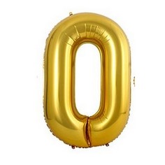 Шар фольгированный цифра ноль - 0 золотая, 102 см, 40 дюймов с гелием No Brand