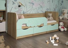 Кровать детская Raus 3D эксклюзив зеленый
