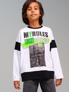 Лонгслив детский PlayToday 32411287, белый, черный, 146