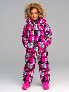 Комбинезон детский PlayToday 32442038, черный, фуксия, 104