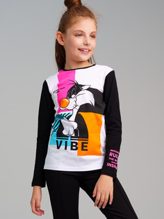 Лонгслив детский PlayToday 32441009, черный, белый, 146