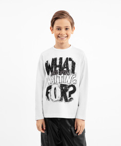 Лонгслив трикотажный с принтом белый для мальчика Gulliver, 152, 22410BJC1208