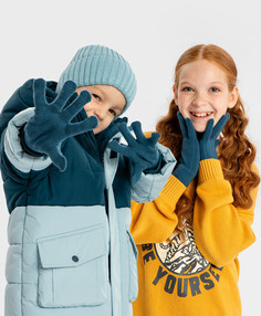 Перчатки вязаные синие детские Button Blue, 14, 224BBBX7605