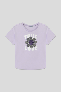 Футболка детская Benetton 3I1XC10IA, сиреневый, 158