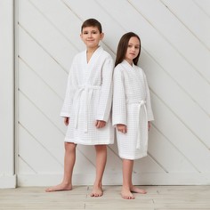 Халат вафельный детский Крошка Я Boho размер 30 (98-104 см), цвет белый,100%хлопок 290г/м2