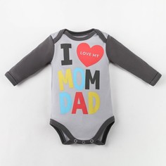 Боди детское Крошка Я Mom+Dad, Серый, 74