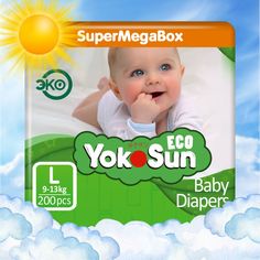 Подгузники детские YokoSun Eco, размер 4/L (9-13 кг), SuperMegaBox 200 шт