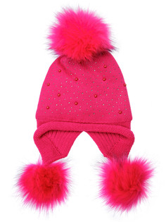 Шапка трикотажная для девочек PlayToday, фуксия, 52