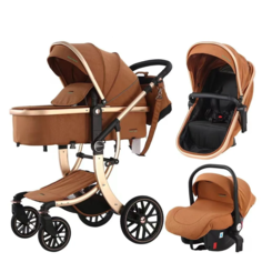 Детская коляска-трансформер 3 в 1 Luxmom 601A, мокко коричневый