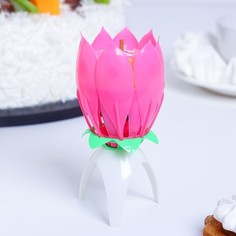 Свеча для торта музыкальная "Тюльпан", розовая, 12?5 см No Brand