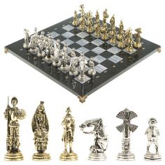 Шахматы Уральский сувенир Дон Кихот доска 40х40 см серый мрамор змеевик