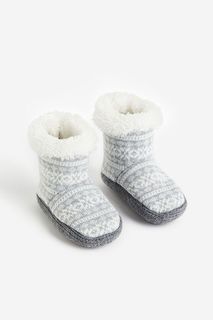 Угги детские H&M 1196237, Светло-серый с рисунком, 21