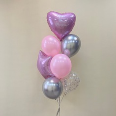 Набор шаров с гелием 456 - с днем рождения No Brand