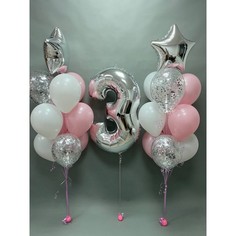 Набор шаров с гелием с цифрой 3 No Brand