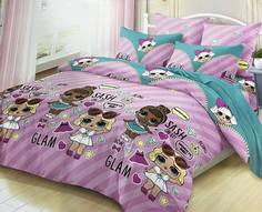 Детский комплект постельного белья KremlinTextile LoveKids 1,5-спальное Мультики Розовый