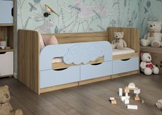 Кровать детская Raus 3D эксклюзив голубой