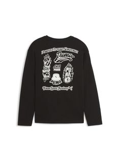 Футболка Puma Ess+Mid 90s Ls Tee B, черный, 152