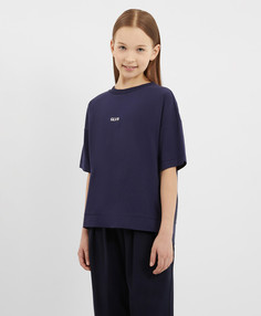 Футболка оверсайз с коротким рукавом синяя для девочки Gulliver, 158, 224GSGJC1204