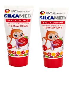 Детская зубная паста Silkamed TKT4607075001121s2 со вкусом клубники 65г 2+ 2шт Silcamed