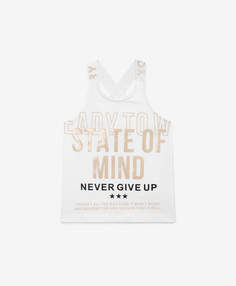 Майка с шрифтовым принтом белая для девочки Gulliver (164)