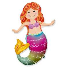 Шар фольгированный Flexmetal фигура с гелием, Счастливая русалочка 81 см с грузиком