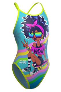 Купальник слитный детский Mad Wave Duo Junior C7 фиолетовый 146