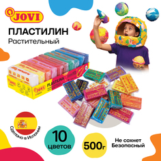Пластилин JOVI, 10 цветов, 500г, растительный, картон
