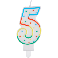 Свеча для торта с держателем MESHU "Цифра 5", 8,5см, блистер (MS_32385), 12 уп.