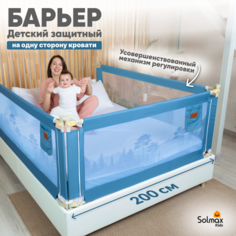 Барьер защитный для кровати от падений SOLMAX синий бортик в кроватку для малыша 200 см Solmax&Kids