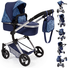Коляска для кукол Bayer Design Combi Dolls Pram Neo Vario синяя с сердечками