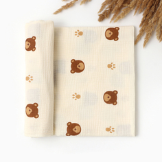 Пеленка двухслойная Крошка Я Bear 130х100см муслин 100% хлопок