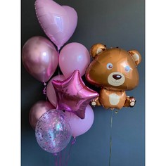 Набор шаров с гелием №189 мишка, 6 шт No Brand