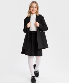 Пиджак оверсайз двубортный с накладными карманами черный Button Blue, 140, 224BBGS19010800