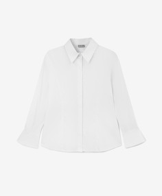 Блузка приталенного силуэта с длинным рукавом белая для девочки Gulliver, 128, 224GSGC2204