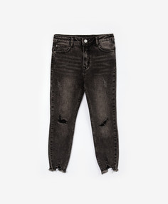 Джинсы Slim с повреждениями серые для девочки Gulliver, 170, 22407GJC6301