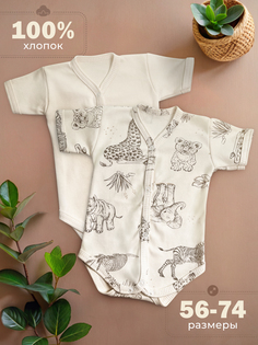 Боди детское Bunny Care 1, животные/сливки, 62