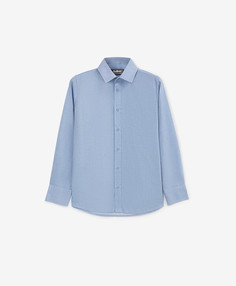 Сорочка классическая прямого кроя с длинным рукавом синяя Gulliver, 140, 224GSBC2309