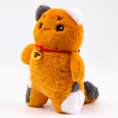 Мягкая игрушка Котик на брелоке, 14 см, цвет коричневый No Brand